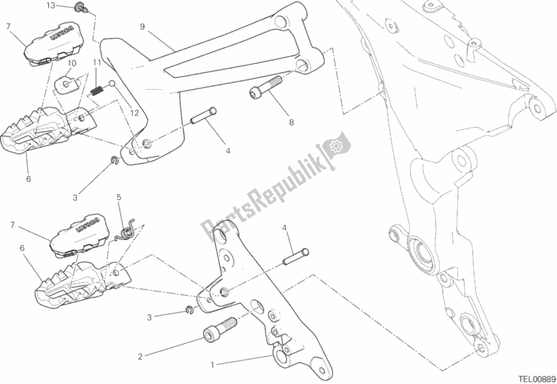 Todas as partes de Apoios Para Os Pés, Certo do Ducati Multistrada 1200 S ABS 2017